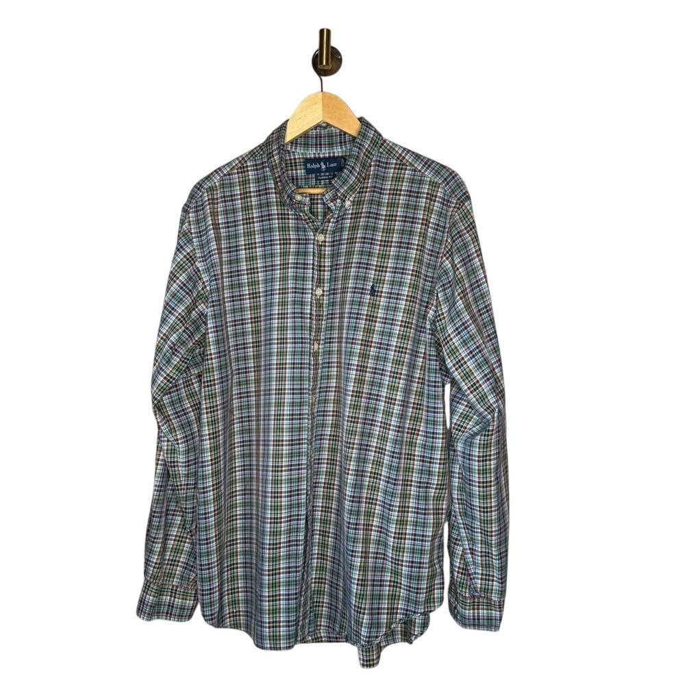 Ralph Lauren Classic Fit Plaid Button Down Shirt Preppy Menswear Men's XL